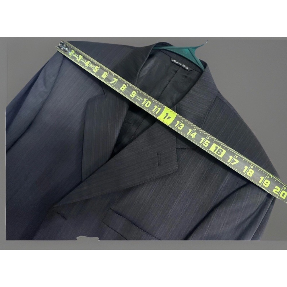 Canali 3 Button Blazer Mens 56R Black Pinstripe Suit Jacket Super 120s - Picture 16 of 16